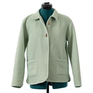 Pathways by Allison Lane Waffle Knit Shacket Jacket Coat Mint Pistachio Green Wo